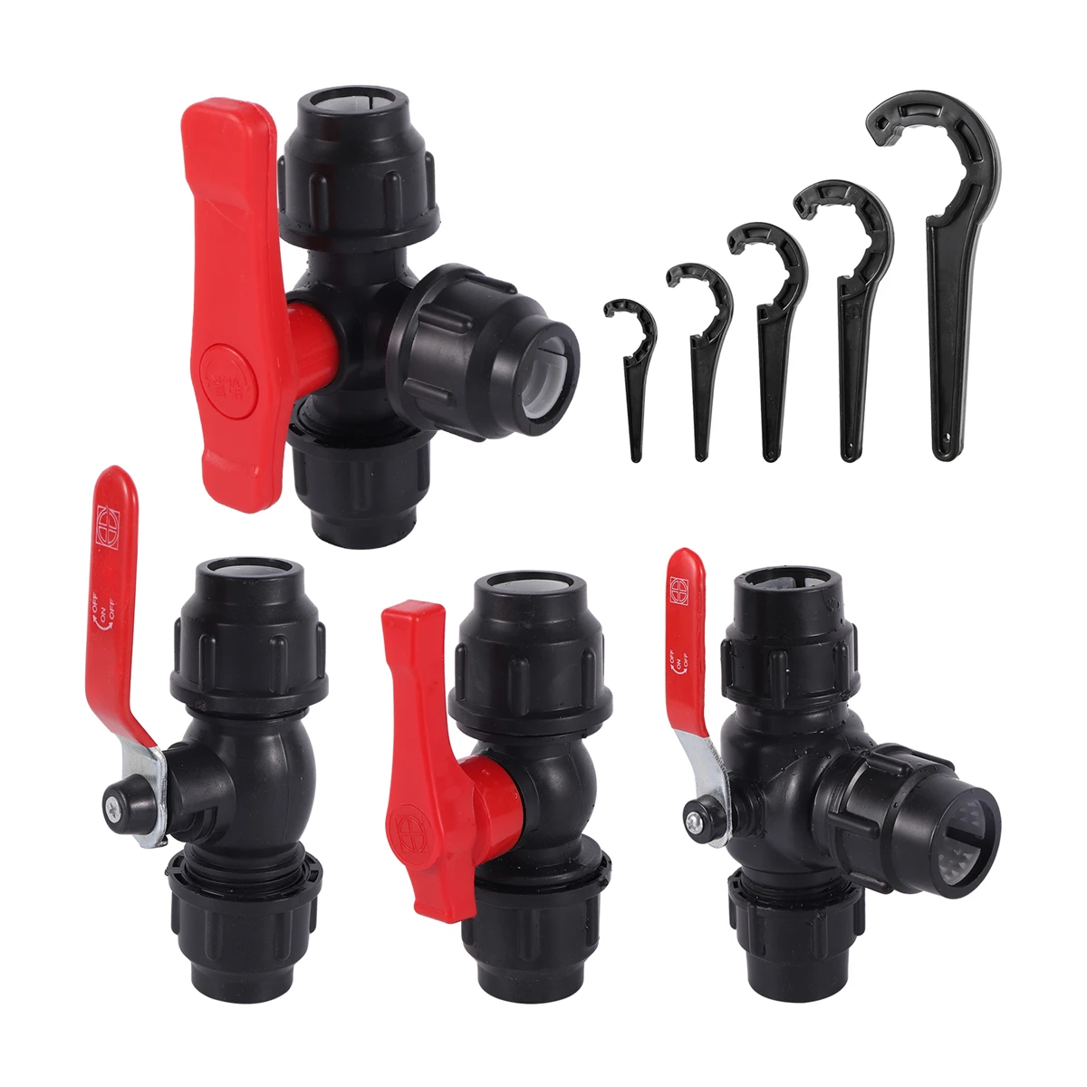 

PVC PE Tube Tap Water Splitter Home ID 20/25/32/40/50mm Plastic Quick Access Valve Kitchen Bathroom Balcony Water Pipe Fittings