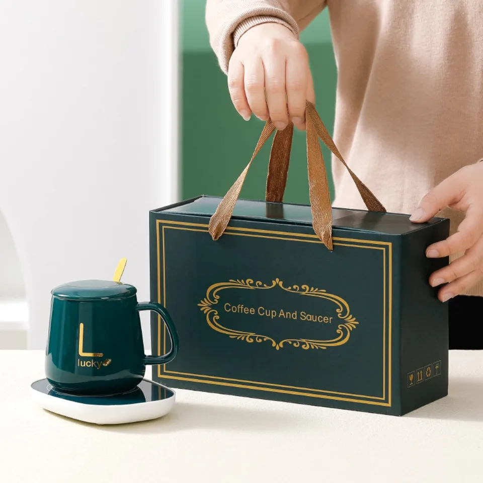 Mug Christmas Gift Set Simplicity Practical Thermostat Cup Multi Scenario Apply Warm Ceramic Mugs With Spoon And Organizer Bags