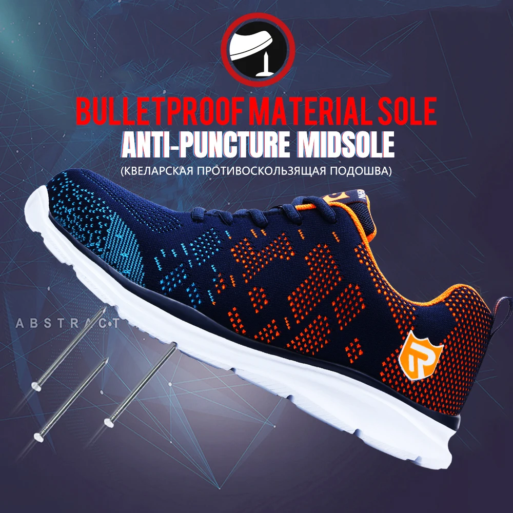 Larnmern Lichtgewicht Veiligheidsschoenen Mannen Stalen Neus Slip Op Werk  Schoenen Voor Mannen Anti Smashing Bouw Sneaker Met Reflecterende|Werk en  veiligheidslaarzen| - AliExpress