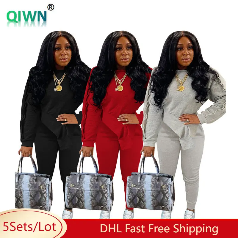 5sets Bulk Items Wholesale Women Thick Fleece Tracksuits 2 Piece