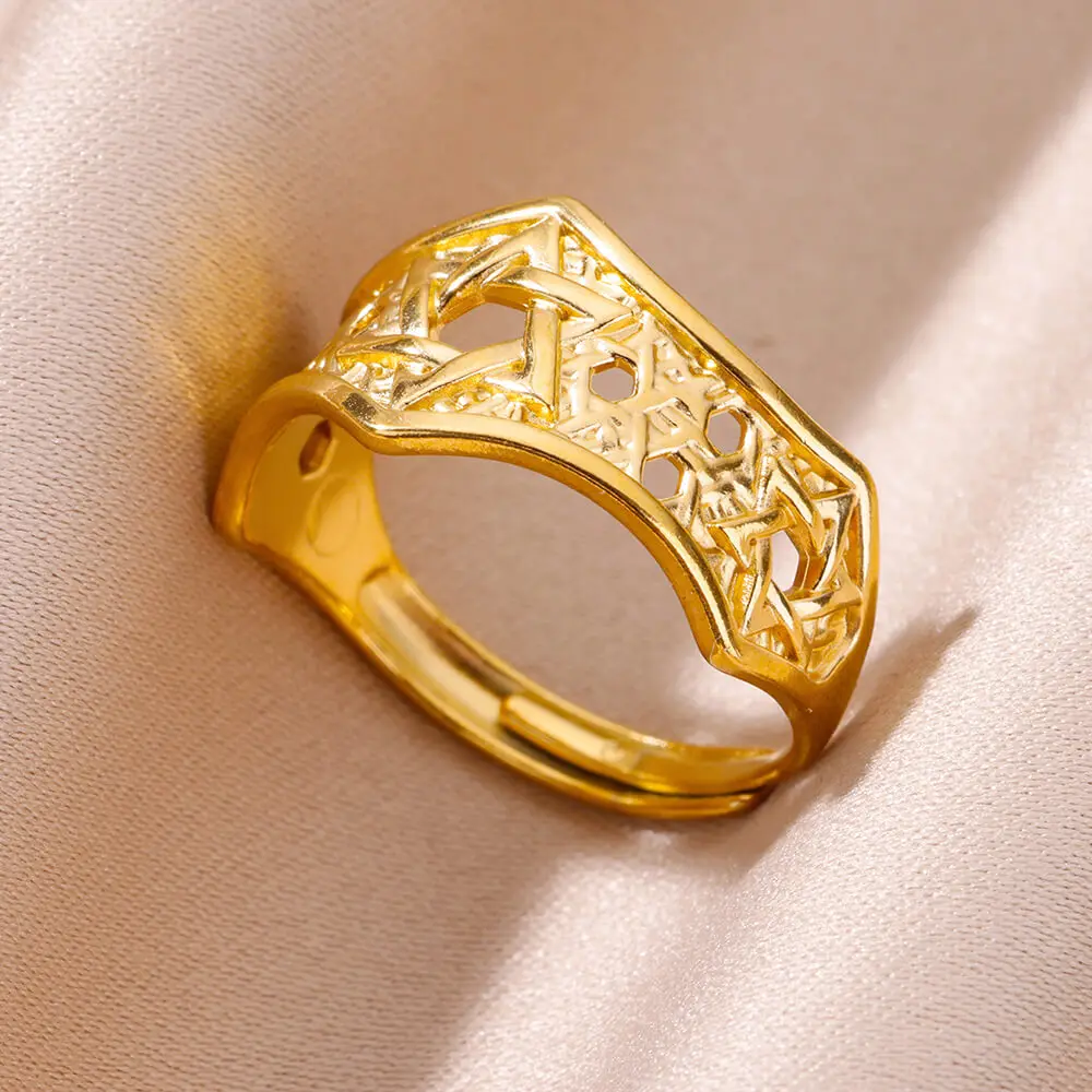 Stainless Steel Star Rings for Women Gold Color