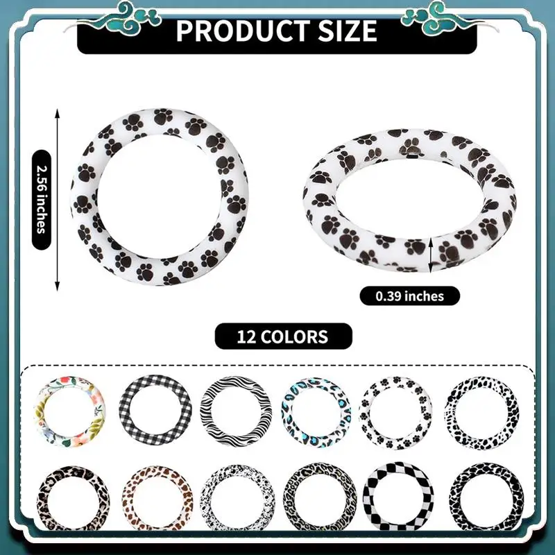 Premium 16 Pcs Silicone Beadable O Rings,Silicone Loop With 2 Holes,65Mm Silicone Bead Ring Bead For DIY Pendant Keychain