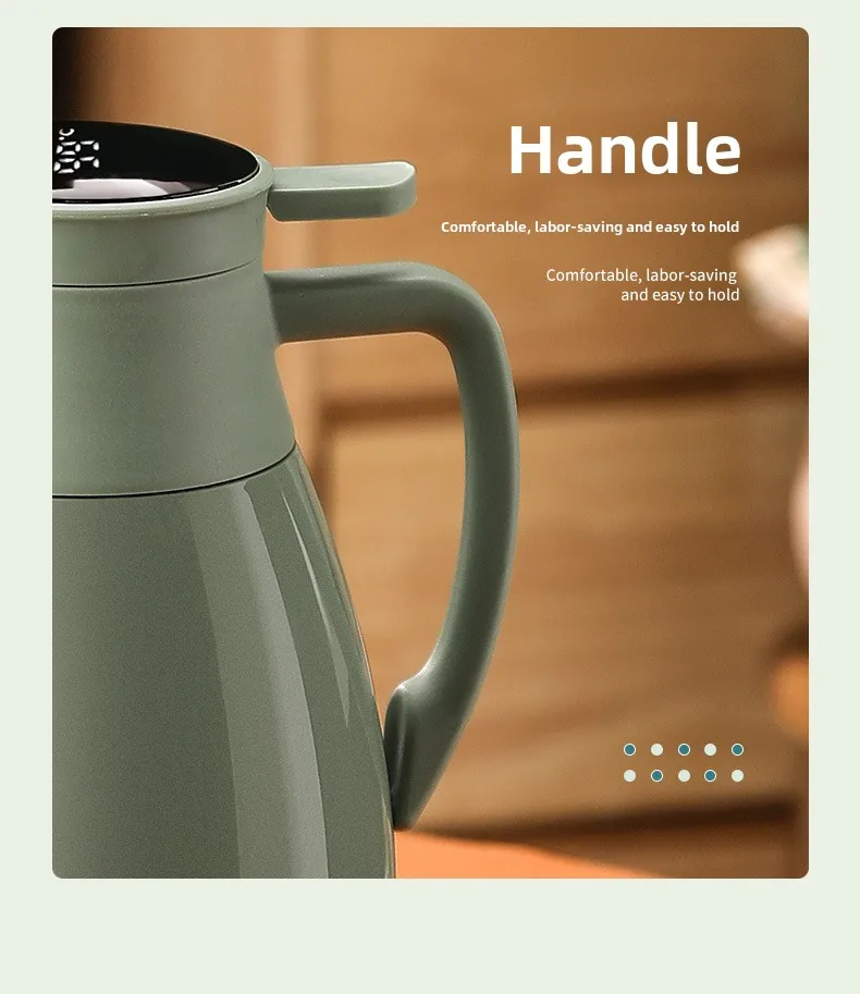 1/1.3/2L Thermos Glass Liner Vacuum Flasks Large Capacity Water Bottle Kitchen Thermal Kettle Household Digital Display Coffee