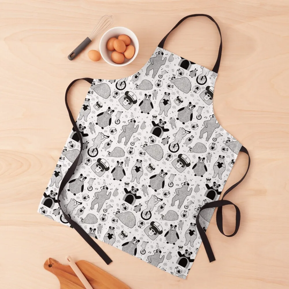 

Bear Collection B&W Apron For Girl Women's Women Kitchen Apron