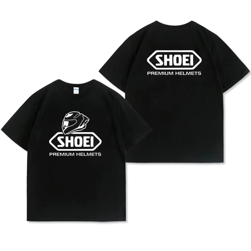 New Shoei Motorcycle Helmet T Shirt Pure Cotton Riding Recommended Size S 4XL Heavyweight Streetwear Top