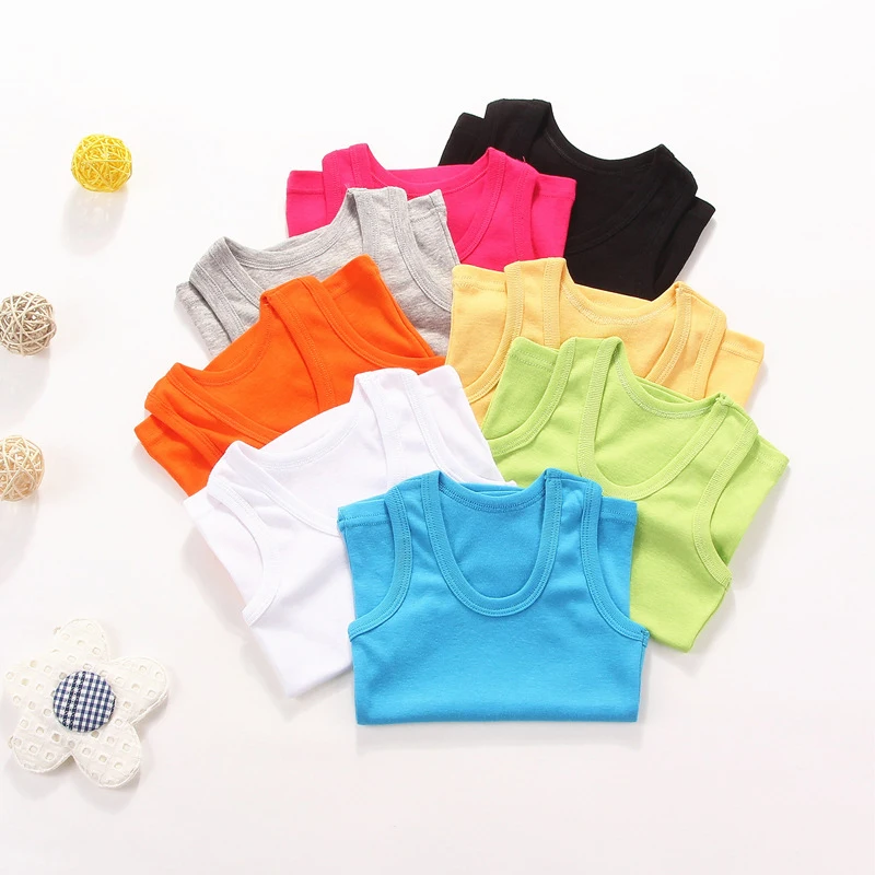 Canotte per Bambini e Ragazzi, Top Estivi Senza Maniche in Cotone Tinta Unita per Bambine e Bambini 2-12 Anni - immagine 4