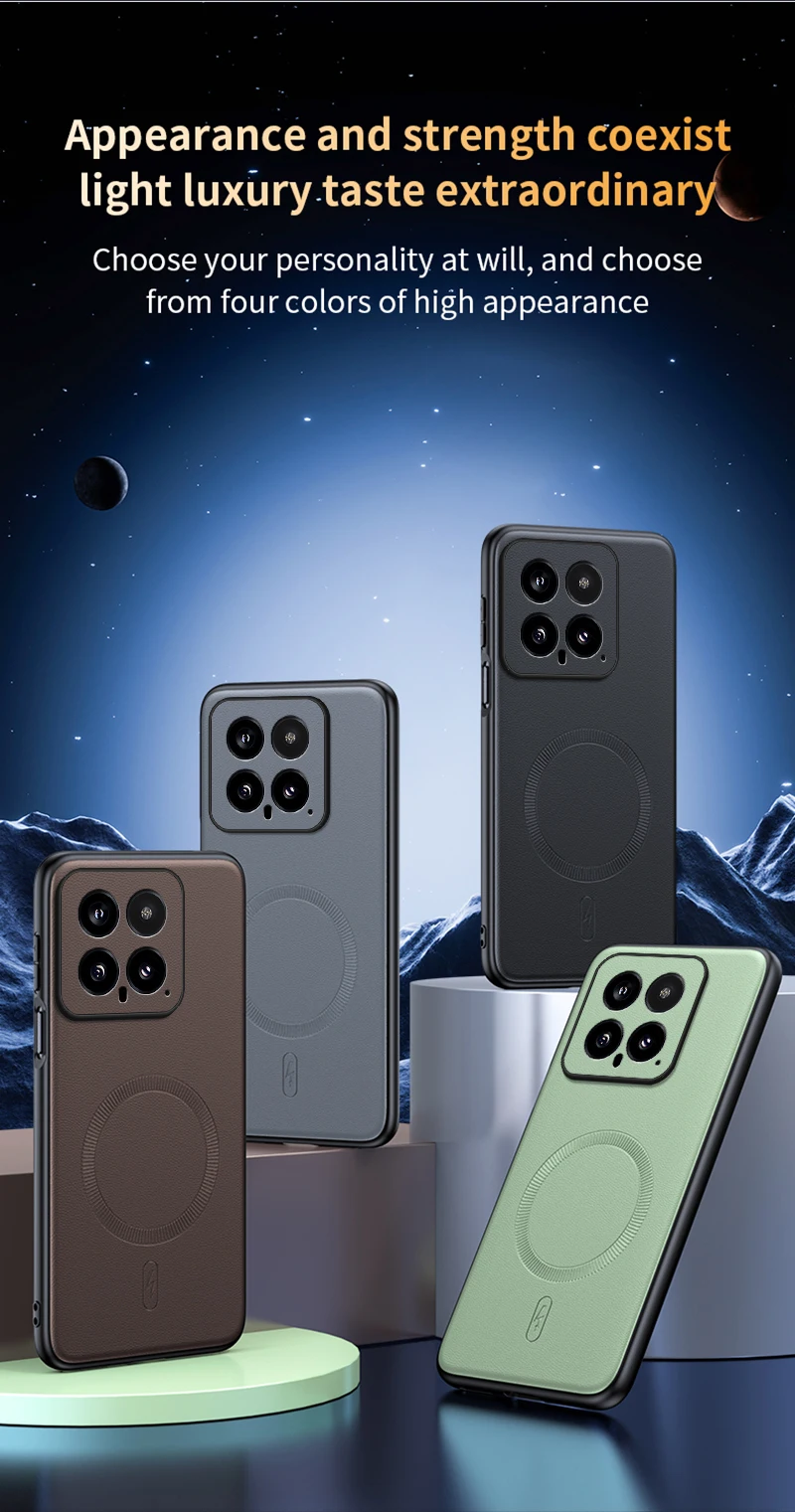 Für Xiaomi 14 Fall Magnetische Leder Schild Abdeckung Für Xiaomi 14 Hohe Qualität Anti-Fingerprint Nicht-Slip PC + TPU – Detail 7