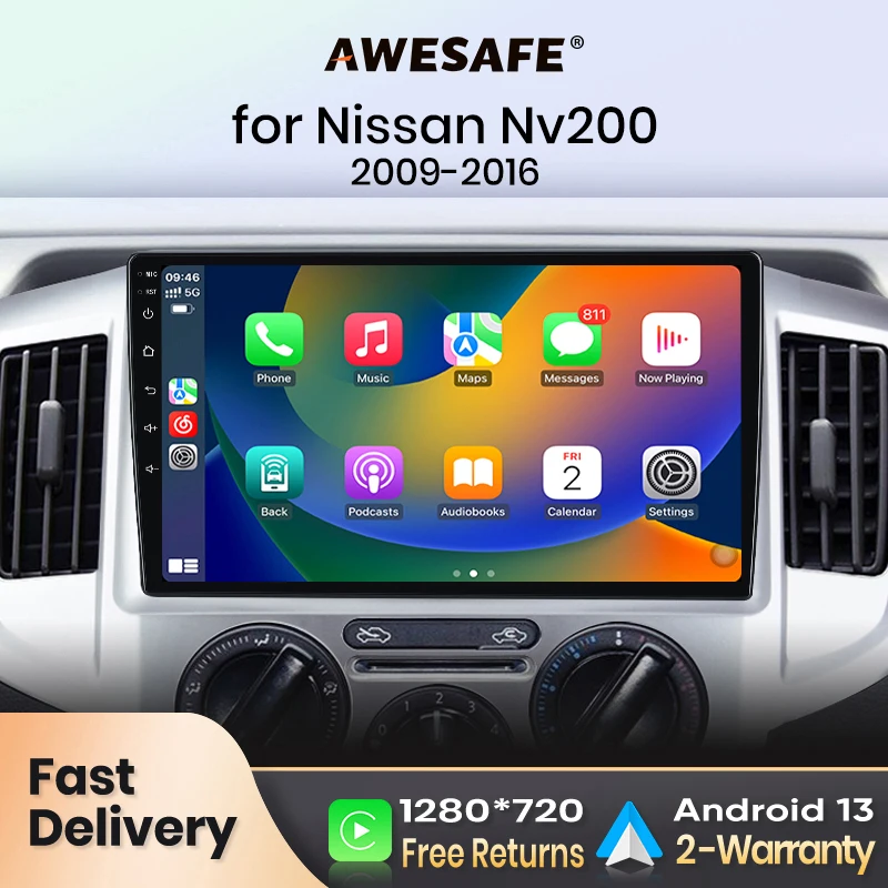 Autoradio GPS 9 Pollici Android Per Nissan NV200 (2011-2018) – CarPlay, Android Auto, Bluetooth, Telecamera, Comandi Al Volante