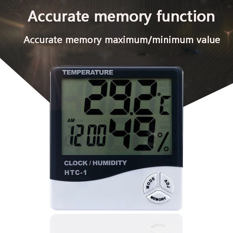 

LCD Digital Hygrothermograph Time Display Indoor Thermometer Hygrometer Home Baby Environment Monitor Temperature Humidity Meter