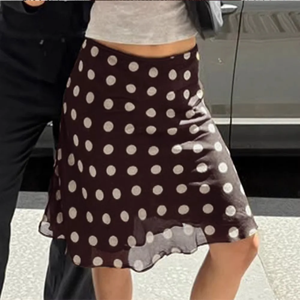 Polka Dot High Waist Mini Skirt Women Summer Chiffon A-Line Ruffle Sexy Bodycon Short Skirt Fashion Streetwear Party Clubwear 1