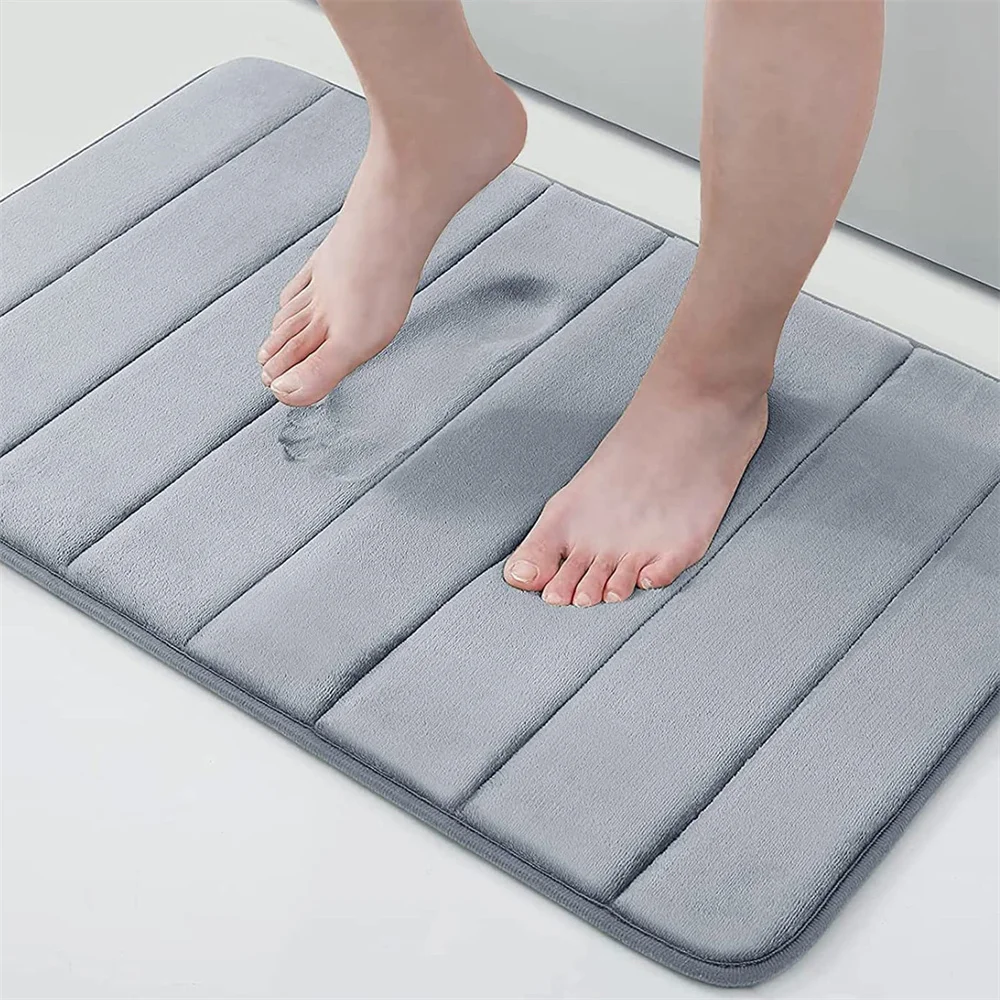 

Olanly Memory Foam Bath Mat Water Absorption Bathroom Rugs Toilet Mat Floor Mat Thick Soft Carpet Non-Slip Machine Washable Drop