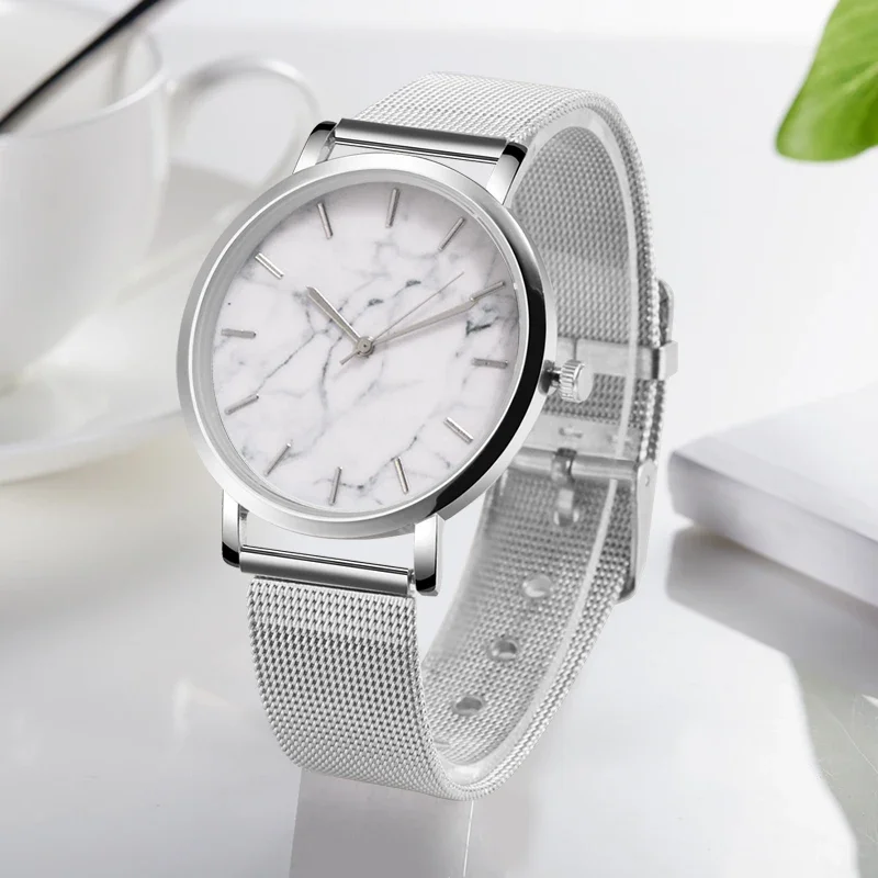 Fashion Marble Crack Orologi Donna Luxury Gold Watches Mesh Band Orologi Da Polso Al Quarzo Ladies Relogio Feminino Dames Horloge