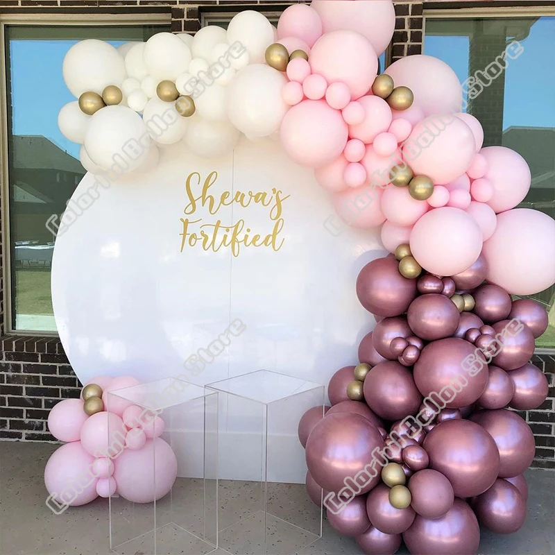 

150pcs Rose Gold Wedding Birthday Anniversary Party Background Holiday Event Maca Pink Balloon Arch Garland Table Decoration