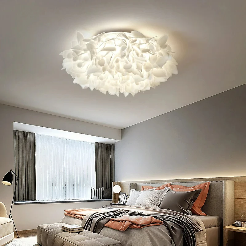 Beautiful White Flower Pendant Light Changeable Dimmable Lamp For Parlor Bedroom Dining Room Dropshipping Cord Adjustable