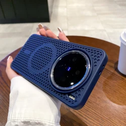 Honeycomb Grid Mesh Cooling Silicone Magsafe Case - Heat Dissipation Shell Cover - Vivo X200 Pro Mini (Royal Blue)