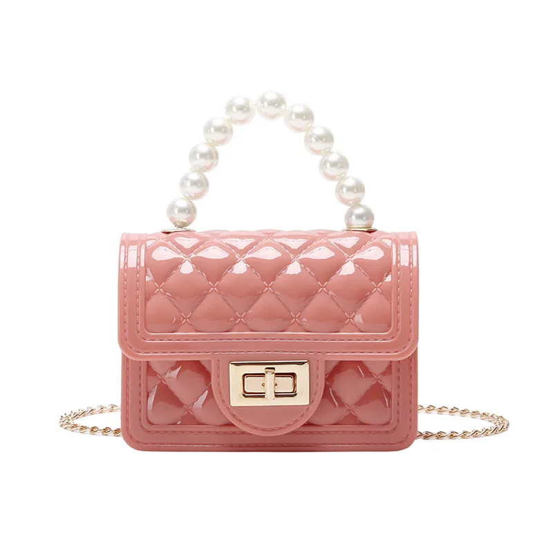 Women's 2023 Ladies Handbag New Pearl Hand Chain Mini Jelly Bag Leisure Mouth Red Bag