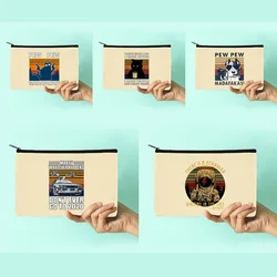 New Women Canvas Makeup Bag School Pencil Cases  Pew Series Pattern Cosmetic Bags Wedding Party Bridesmaid Makeup Bag Gifts
