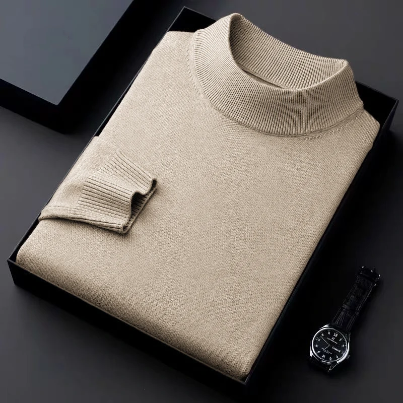 الخريف الرجال وهمية الرقبة البلوزات عادية الياقة ا...