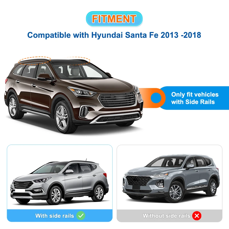 2Pcs Roof bars For Hyundai Santa Fe 2013 2014 2015 2016 2018 SUV