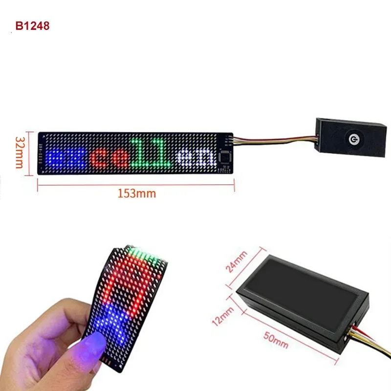 Led Module Panel 12*48 DIY Flexible Pixel BT APP Programmable Decora Helmet Insert Cloth Hat Luminous Led Display Matrix Screen led light led modules led module