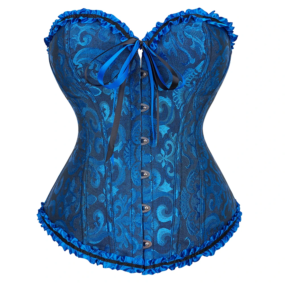 Overbust Corset Lace Up Bustier Plus Size Korsett For Women Jacquard Floral Gothic Gorset Busk Solid Korset Outfit corset bustier top waist corset