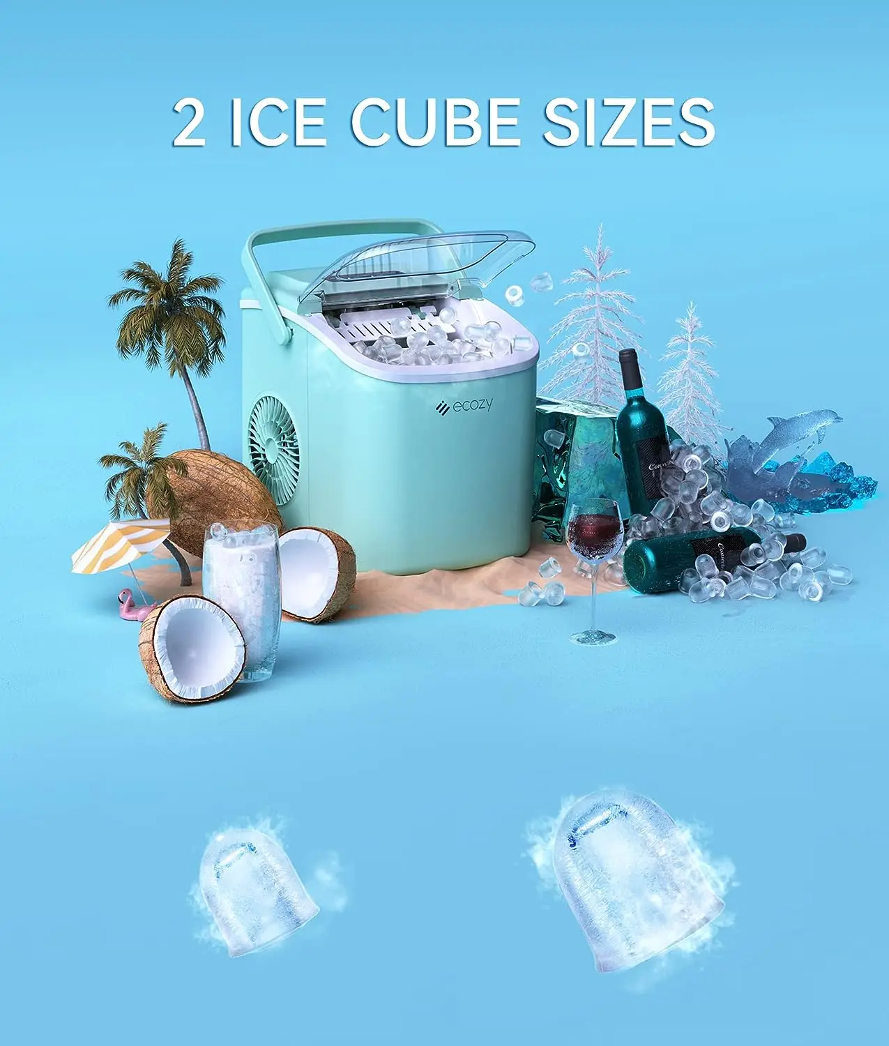 Portable Ice Maker Countertop, 9 Cubes Ready in 6 Mins, 26 lbs in 24 Hours,  Self-Cleaning Ice Maker Machine with Ice Bags/Ice /I - AliExpress