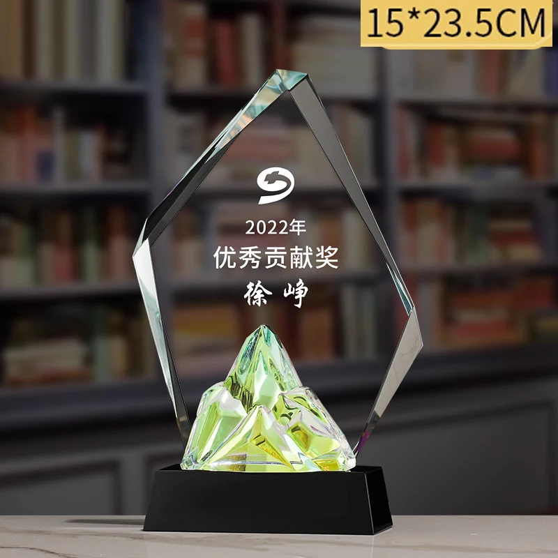 Customized Mountain Peak Crystal Trophy Creative Gold Silver Copper High-end Excellent Employee Company Annual Meeting Award 1Pc