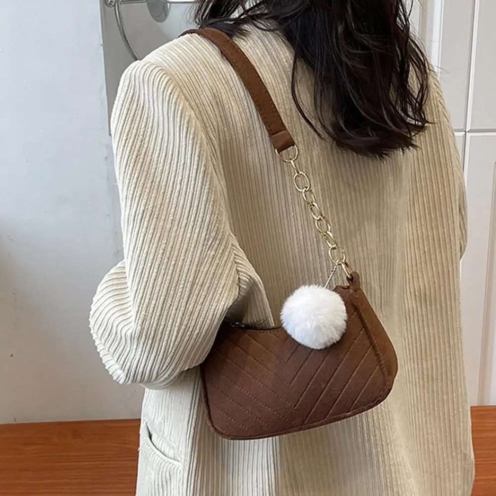 Einfarbige Pompon Filz Schultertasche Winter Neue Mode Unterarmtasche Kleine Quadratische Handtasche Niedliche Lässige Umhängetasche Mädchen Geschenk – Detail 35