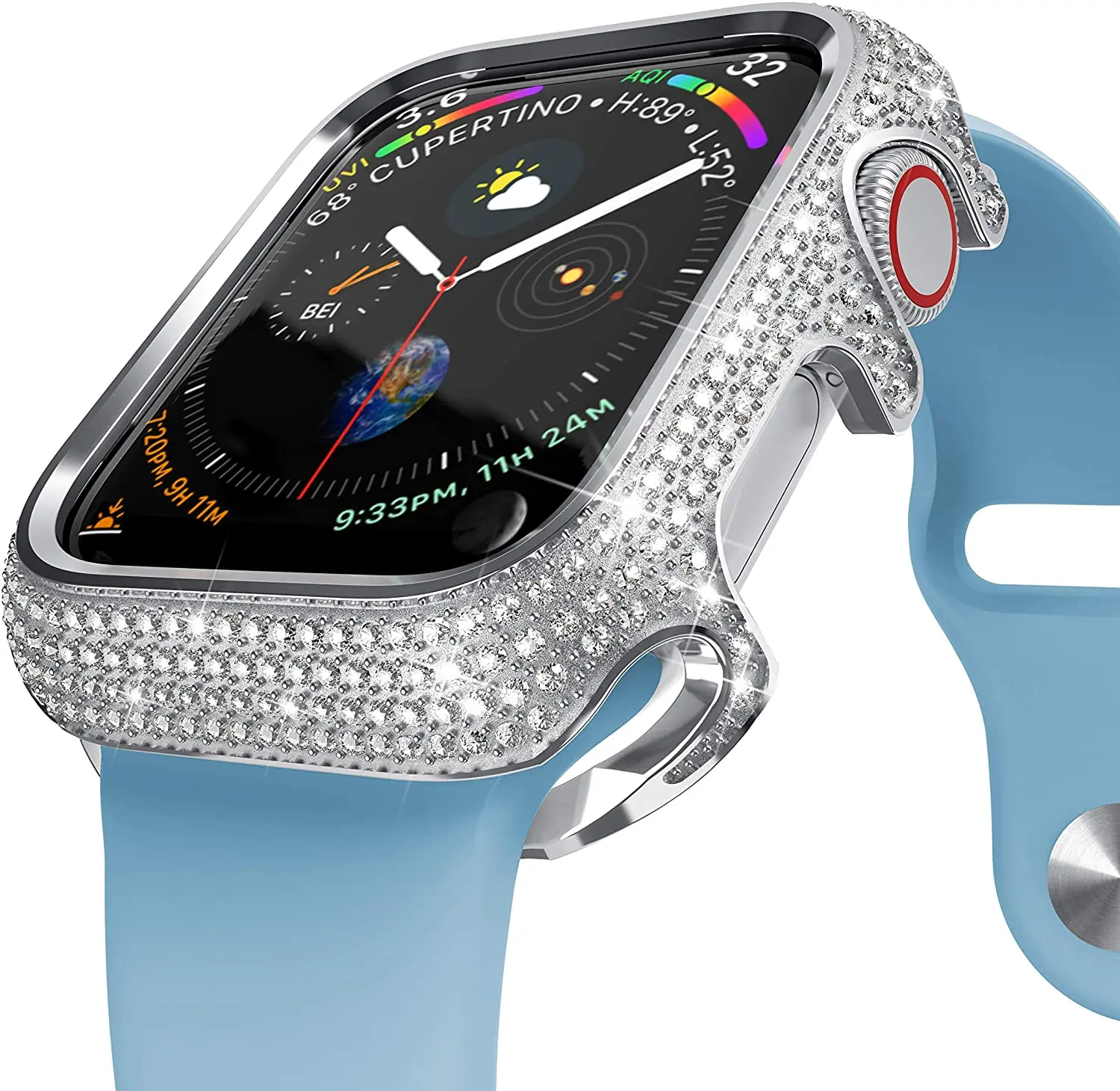 

Diamond Watch case for Apple watch case 45mm 44mm 40mm iWatch 8 7 6 5 4 SE Luxury diamond protective cover for series 42mm shell