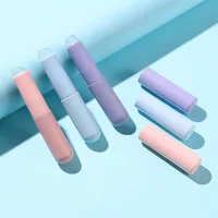 Silicone lip brush with protective cap - oval head suitable for applying lipstick and concealer, free alcohol, wooden handle 1