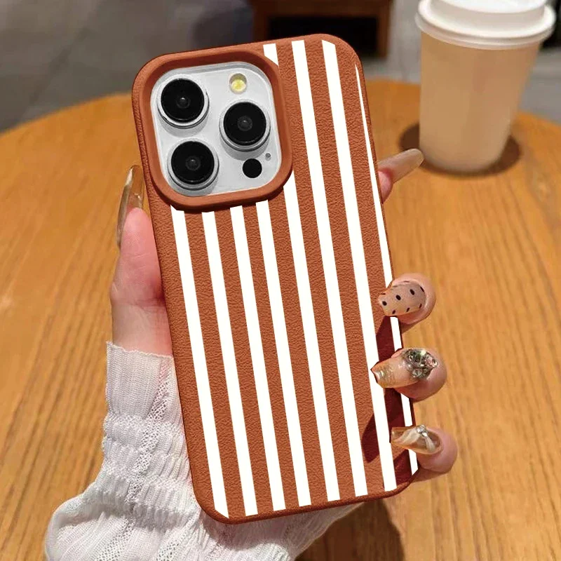 Colorful Lychee Stripe Protective Phone Case