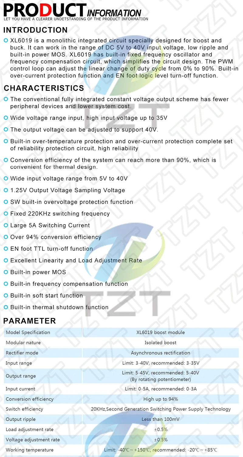 Tzt DC-DC Strom versorgungs modul Boost-Modul Step-up Spannungs wandler Spannungs regler xl6019 einstellbarer Ausgang – Detail 1