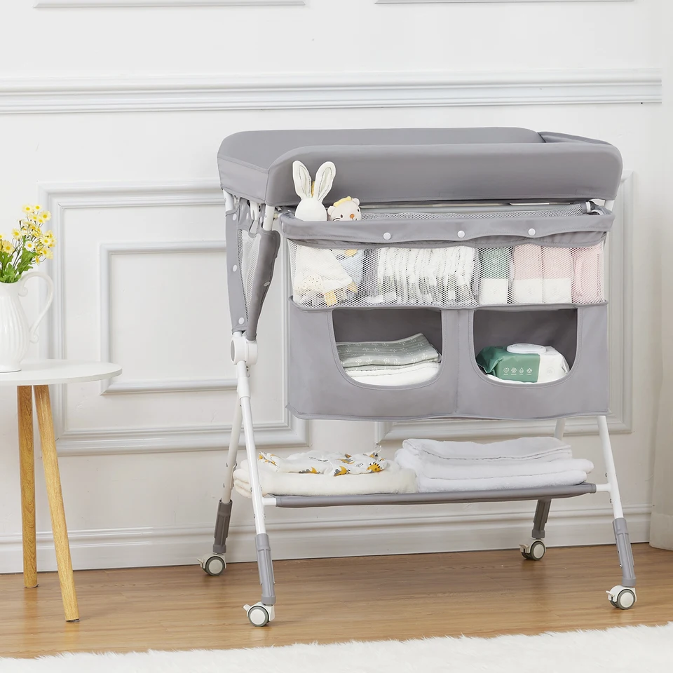 Portable Foldable Baby Changing Table with Wheels