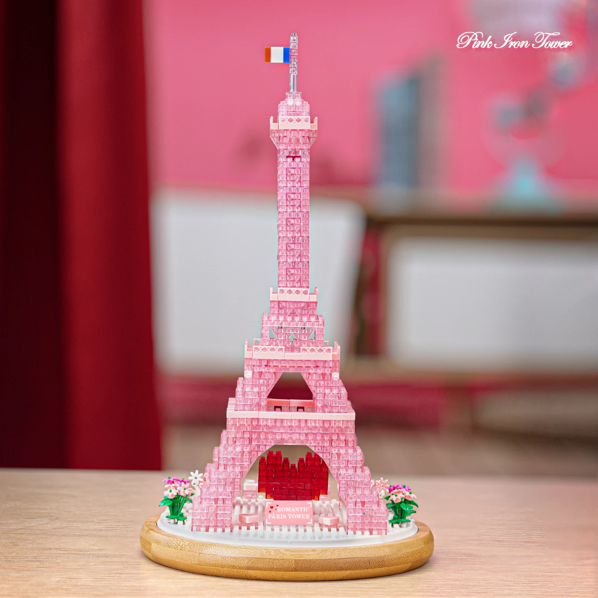 

City World Famous Architecture Mini Model Cherry Blossom Pink Paris Eiffel Tower Building Block Creative Girl Cute Toy Gift