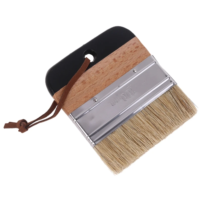 Wide Flat Chalk Paint Wax Brush Ergonomic Wood Handle Natural Bristle Brushes Furniture DIY Painting Waxing Tool