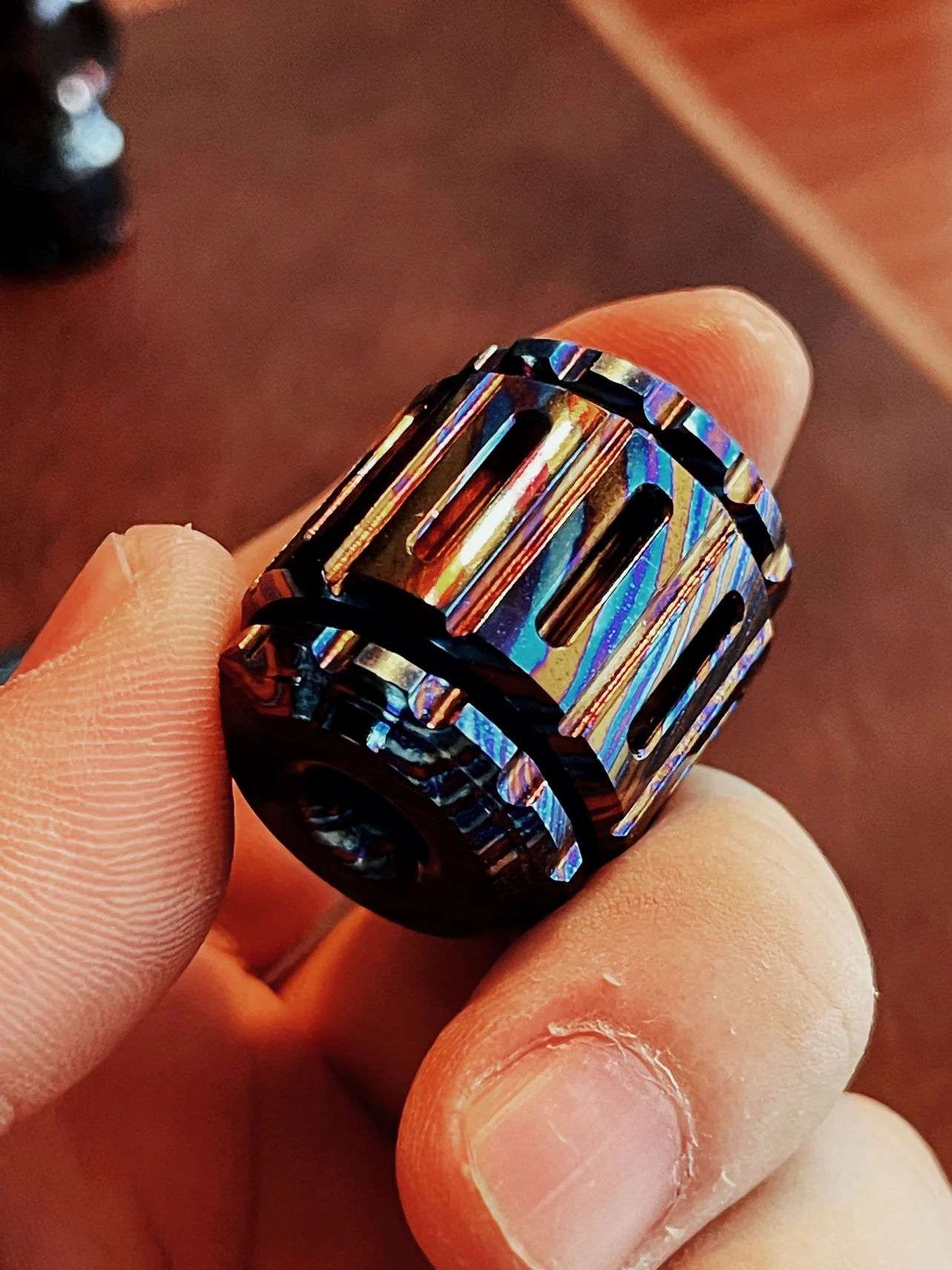 Final detailed close-up of the War Hammer EDC pendant