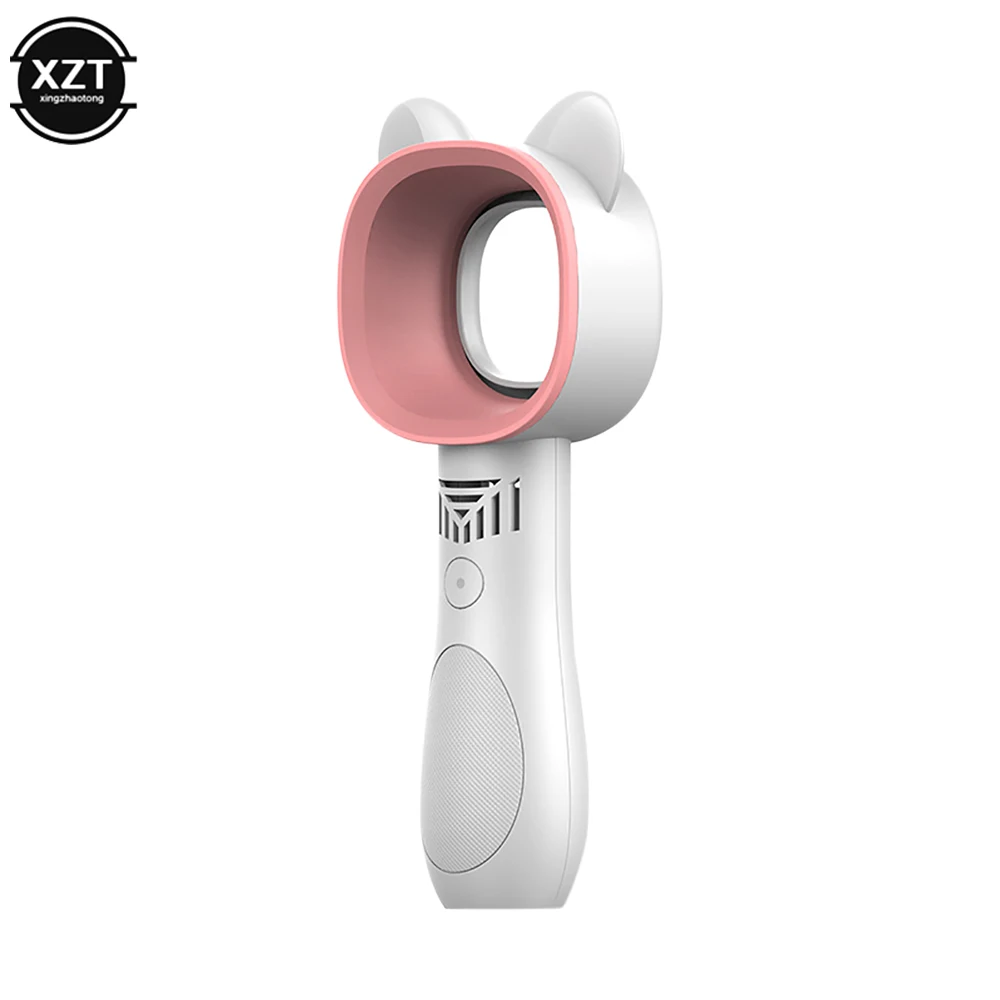 Mini Bladeless Fan Cute Cat Hand held USB Rechargeable Fans 1200mAh Mute Without Vane for Home Outdoor Ventilador Cooler Fan