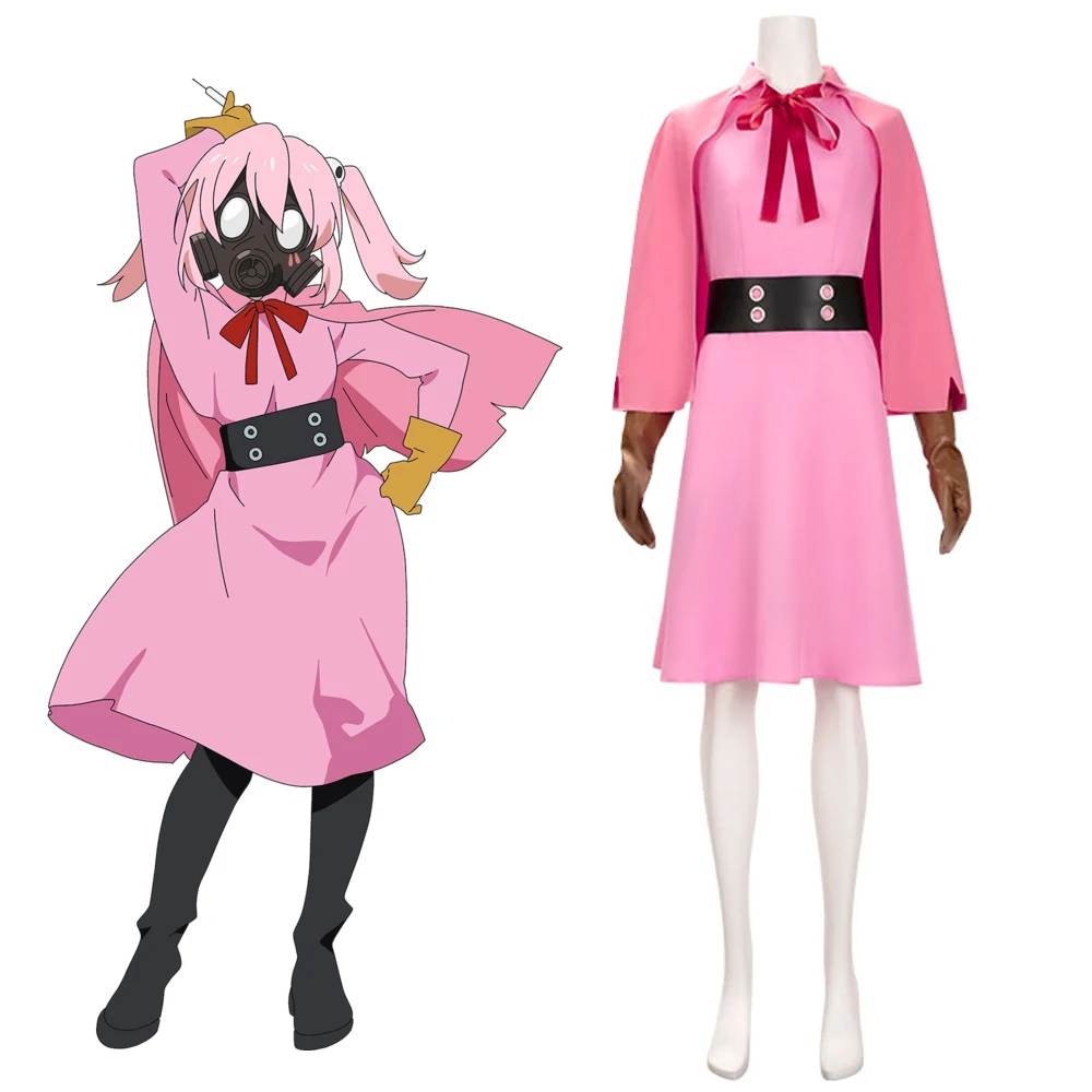 

Anime Magical Destroyers Pink Cosplay Costume Mahou Shoujo Pink Dress Cloak Belt Gloves Set Women Halloween Carnival Outfits
