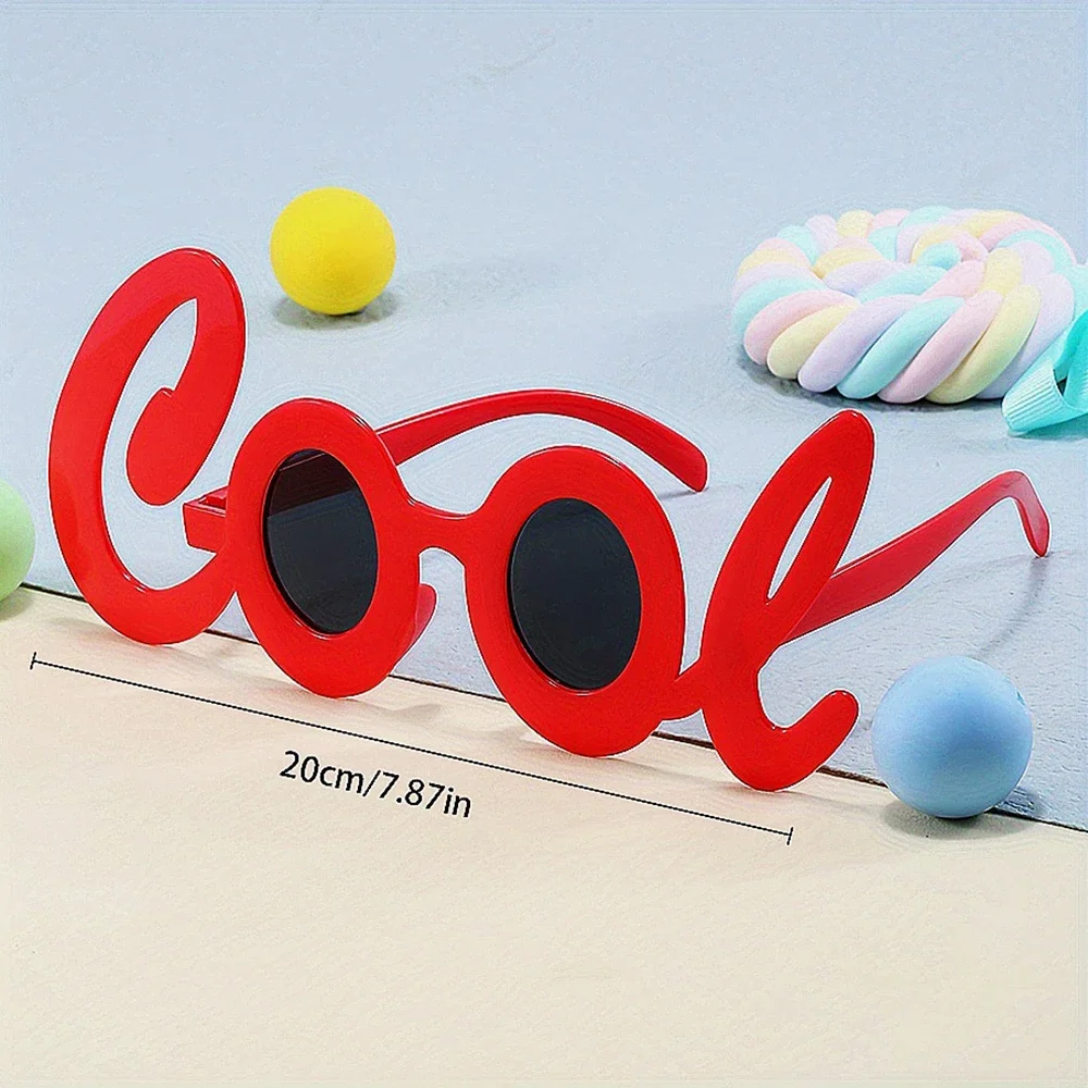 Red Cool Lettering Party Glasses – Fun Personalized Photography & Holiday Accessories