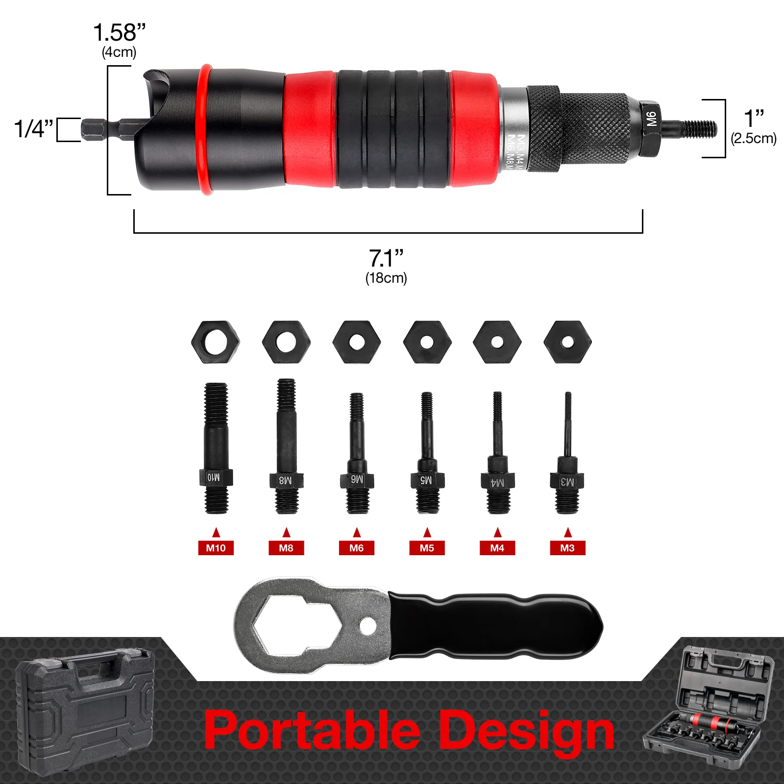 Household Rivet Nut Gun Converter Kit Removable DIY Nut Insert Nut Riveting Tool Cordless Electric Riveting Tool 4