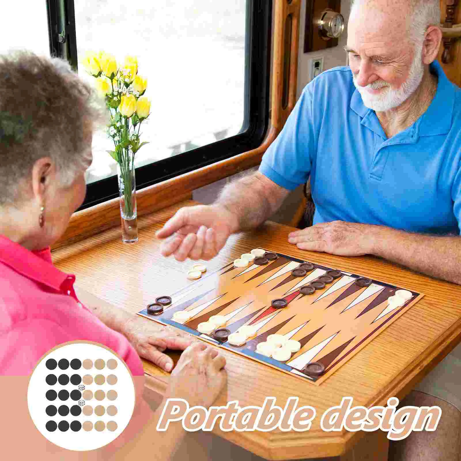 Board Game Wooden Backgammon Chips Checkers Board Game Pieces Draughts Replacement Pieces Dices Chess Flying