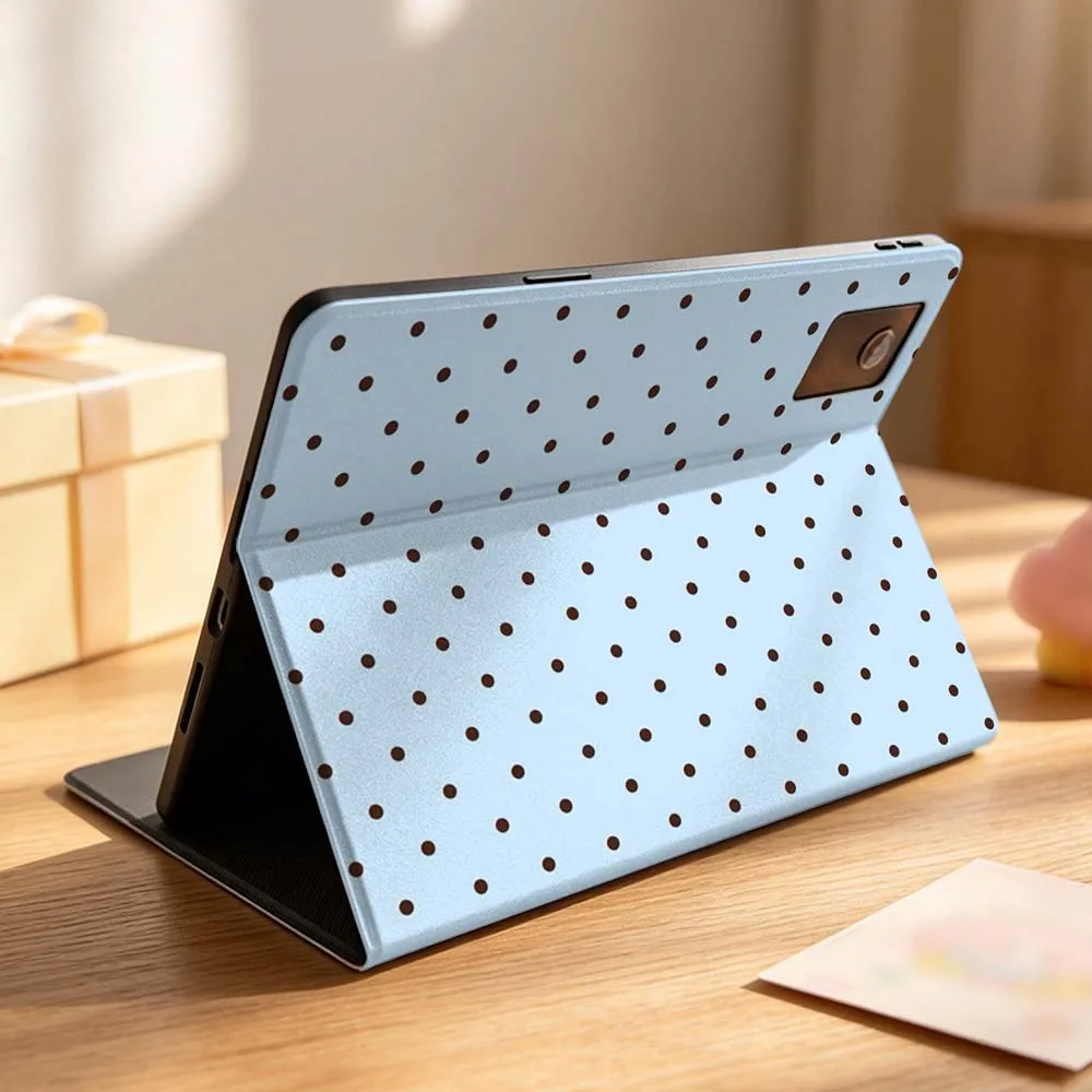 Pink White Polka Dot Tablet Case with Pen Tray