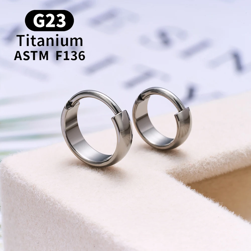 ASTM F136 G23 티타늄 피어싱 라운드 이어링 후프 16G 힌지드 세그먼트 셉텀 노즈 링 트라거스 연골 헬릭스 바디 주얼리
