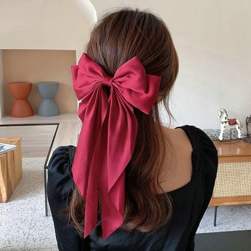 Plaid Pearl Bow Hair Clips For Women Fashion Simple Clip For Hair