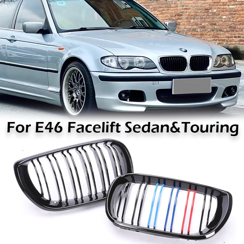 Gloss Black Carbon M Color Kidney Grille for BMW 3 Series E46 Facelift