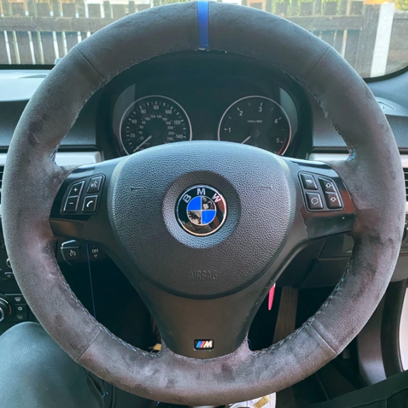 Juste de volant de voiture en cuir suédé personnalisé, housse tressée  coordonnante, BMW M dehors M3, E90, E91, E92, E93, E87, E81, E82, E88,  bronchE84 - AliExpress