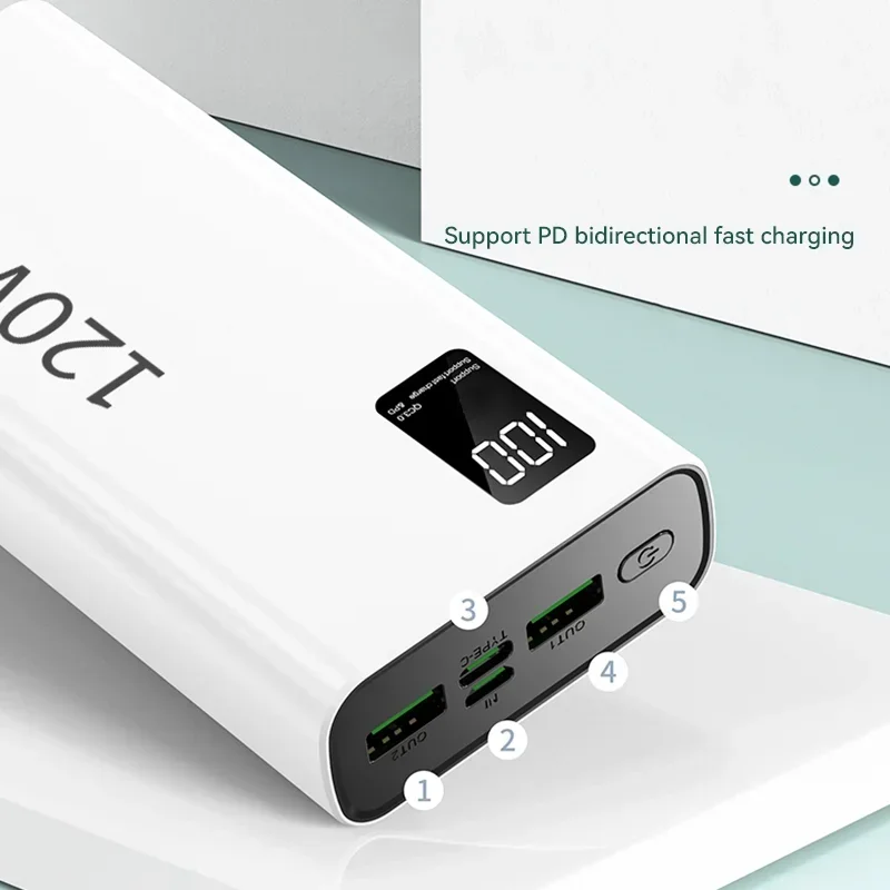 120W High Capacity Power Bank 50000mAh Fast Charging Powerbank Portable Battery Charger For Xiaomi  iPhone Samsung Huawei 6