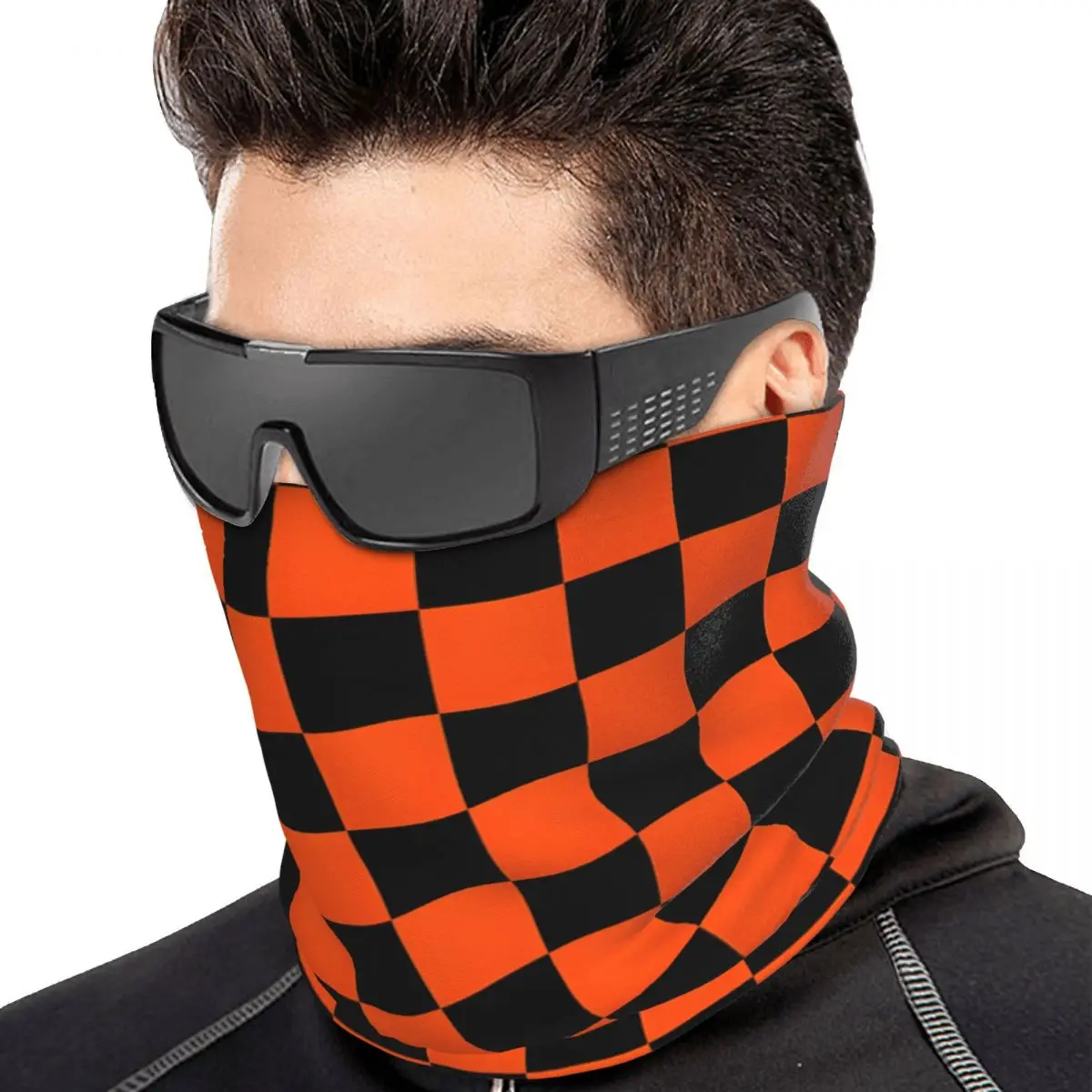 Orange And Black Bandana Neck Gaiter Windproof Face Mask Scarf Cover Women Men Headwear face mask cycling bandana neck wrap bandana headscarf cotton bandana neck gaiter bandana neck cover multifunctional bandana motorcycle bandana camouflage bandana