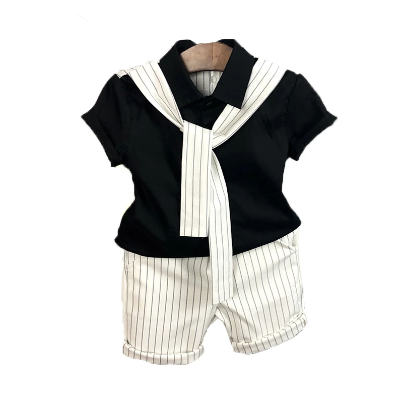 

Комплект одежды для мальчиков, футболка с галстуком и шорты, летний, для дня рождения, праздвечерние