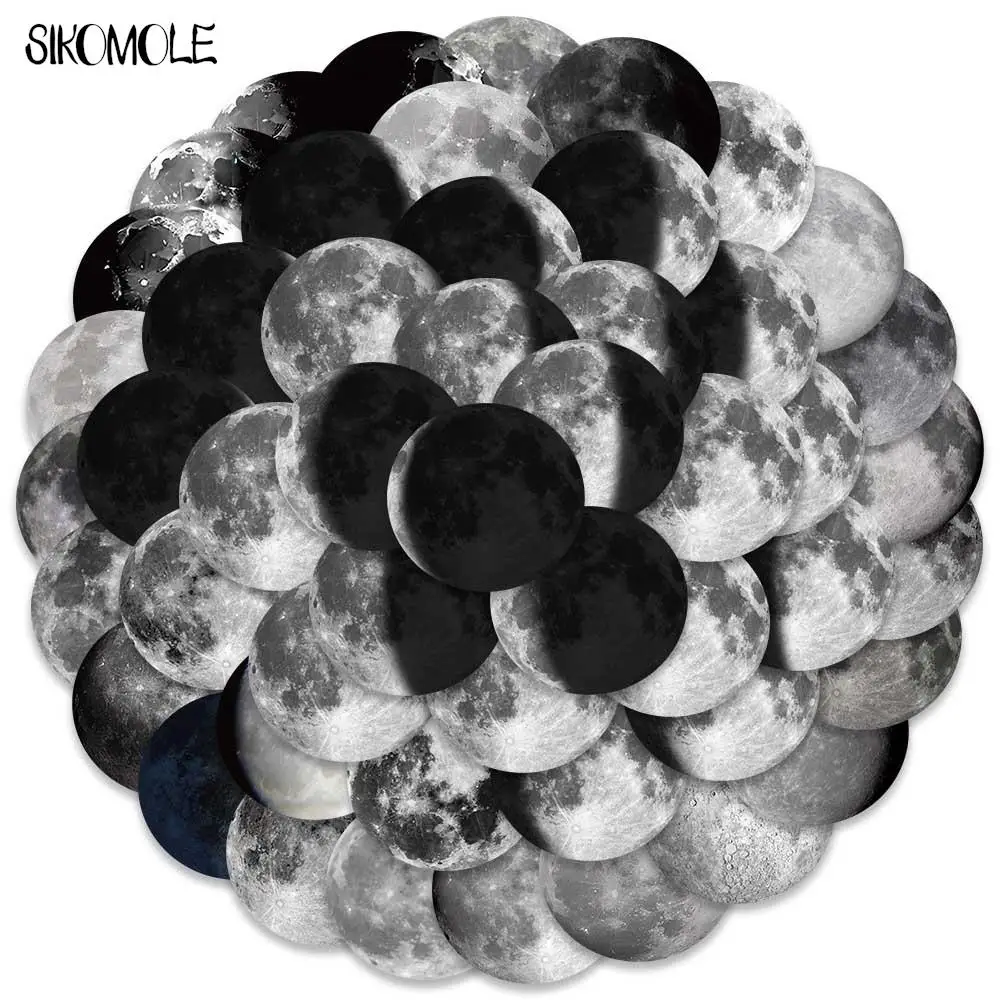 10/30/50Pcs Cartoon Lunar Phase Moon Stickers Lunar Eclipse Valigia Fai Da Te Skateboard Laptop Bagagli Kid Graffiti Sticker Decalcomanie